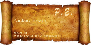 Paskes Ervin névjegykártya